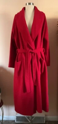 ROUPÃO GRANDE TAMANHO LACUNA TODO POLIÉSTER VERMELHO ABAIXO DO JOELHO COMPRIMENTO CINTO - Imagem 1 de 4