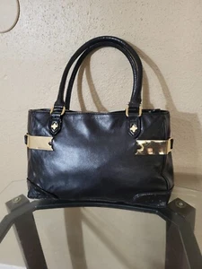 antonio Melani Blk Large Shder Leatr/ostrich Emb.Handbag.Cond is V.Gd. - Picture 1 of 9