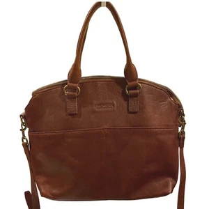 American Leather Co Carrie Dome Satchel Crossbody Bag Purse Top Handle Brown - Picture 1 of 7