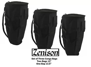 Set of 3 Conga Bags 12'' & 13.5" Deluxe Padded Conga Drum Travel Bags - Picture 1 of 4
