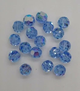 6pc Swarovski Crystal Light Sapphire AB 11mm Faceted Round 5000 Beads; Vintage - Picture 1 of 2