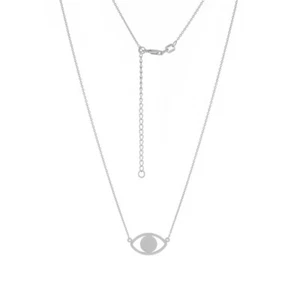 Mini Collar Mal de Ojo Oro Blanco Sólido 14K -16"-18" Minimalista - Imagen 1 de 2