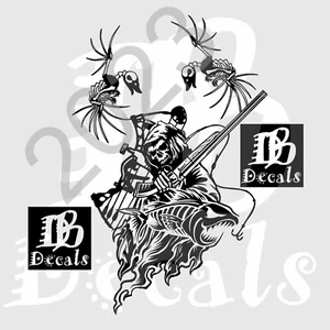 Grim Reaper Bow Duck Deer fish Hunting Deer Car Truck Window Vinyl Decal Sticker - Foto 1 di 2