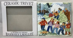 Barbara Lavallee Sottopiumino Ceramica Alaska Escursionisti Animali Firmato - Foto 1 di 5