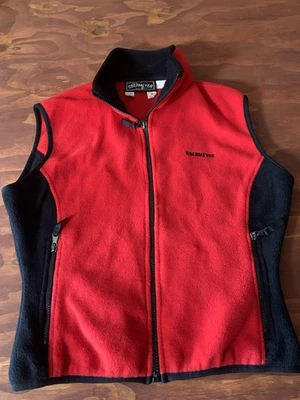 Chaleco polar Obermeyer para damas cremallera completa sin mangas bolsillos con cremallera grande rojo/negro Foto 1 de 4