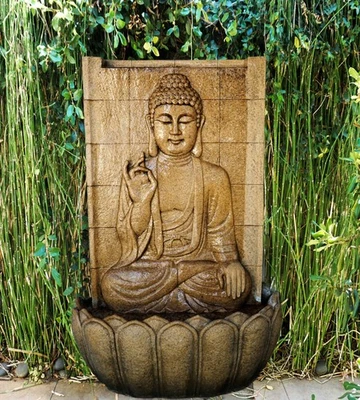 Impresionante fuente de arenisca de pared de agua Buddha Hi Line interior o exterior Foto 1 de 4