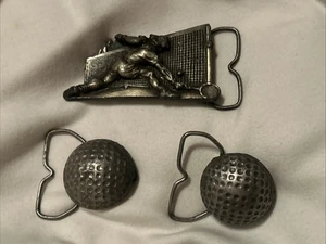 Lot of 3 vintage belt buckles Tennis 1980 & 2 Golf 1975 - Picture 1 of 5