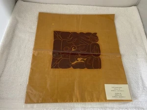 Vintage Mayan Date Glyph Hieroglyph Ink Rubbing Fabric Cloth Guatemala Art - Picture 1 of 4
