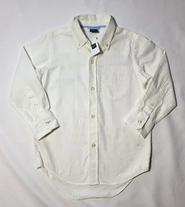 NWT Boy's Gap Kids Light Cream Long Sleeve Button Front Shirt-Size 4/5 - Picture 1 of 2