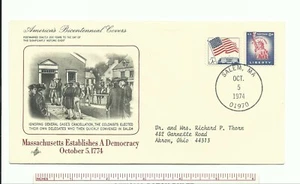 BK 1974 AMERIKA ZWEIHUNDERTJAHRFEIER COVER MASSACHUSETTS GRÜNDET EIN DEMOKRATIE-GÜTESIEGEL - Bild 1 von 1