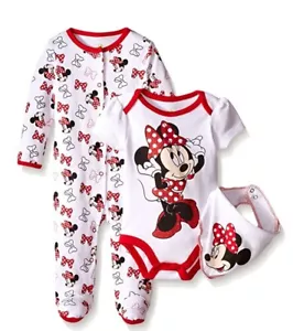 Disney Baby Minnie Mouse 3 PC Set With Bib 6/9 Months With Tag - Picture 1 of 1