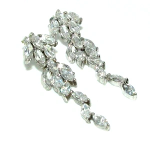 Pendientes colgantes de hoja de piedra transparente y plata para mujer - Imagen 1 de 5
