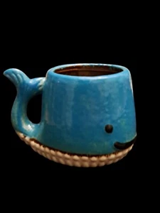 Handmade Pottery Whale Mug 3D Tail Handle Unsigned Pottery 12 oz. - Picture 1 of 3