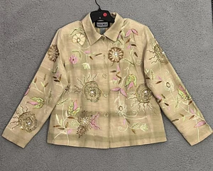 Vintage Indigo Moon Embroidered Jacket Women Sz Lg Beautiful Colors - Picture 1 of 14