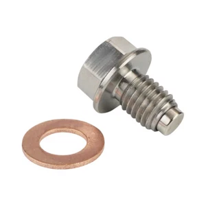 M12 x 1.75 Magnetic Oil Drain Plug Bolt+Washer Stainless Steel Magnetic - Picture 1 of 8