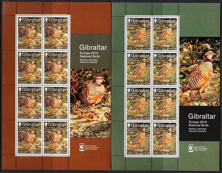 Gibraltar 2019 europa cept birds , nature mini sheet set MNH 26 GBP face value - Image 1 of 1