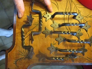 2) ancienne poignée de porte ou tiroir Coffre en fer forgé torsadé - Imagen 1 de 1