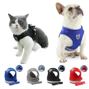 Cat Dog Harness Pet Puppy Adjustable Reflective Vest Walking Lead Mesh Polyester - Picture 1 of 20