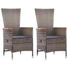 Vidaxl Outdoor Chairs 2 Pcs With Cushions Poly Rattan Grey