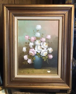 Roses Oil Painting Wagner On Canvas 12x16 Art 12x24x4 Frame - Picture 1 of 8