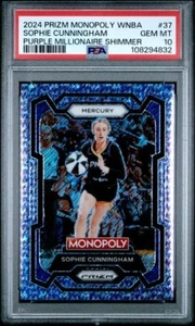 24 WNBA Monopoly Sophie Cunningham 37 Purple Millionaire Shimmer/50 PSA 10 Pop 1 - Picture 1 of 3
