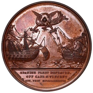 GREAT BRITAIN medal 1797 (1820) Spanish Fleet Defeated off Cape St. Vincent - Picture 1 of 3