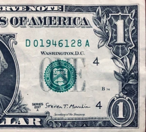 1946 Dec 8 or Aug 12 1946 Birthday Note One Dollar Bill 2017 Fancy Serial Number - Picture 1 of 3