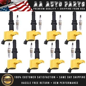 8 Ignition Coil Yellow & 8 Platinum Spark Plug for Ford F-150 04-08 5.4L FD508 - Picture 1 of 12