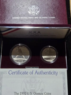 1992-S U-S OLYMPIC 2 COIN PROOF SET  IN OGP/COA ☆ Check My Ebay Store ☆ - Image 1 of 4