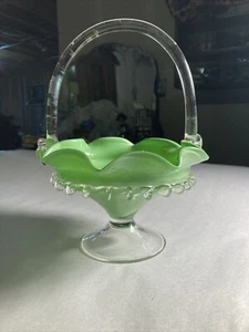 Mundgeblasener Kunstglaskorb Bonboniere Vintage grün - Bild 1 von 10