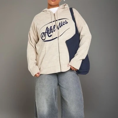 NUEVO CON ETIQUETAS Athletics Boohoo Plus Sudadera con Capucha Crema de Gran Tamaño Tejido con Cremallera para Mujer 16/18 Foto 1 de 4