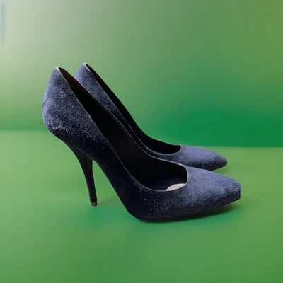 Bottega Veneta Women’s Shoes Sz 5.5 US Blue Suede High Heel Made In Italy - Image 1 of 4