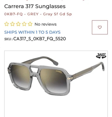 Carrera NWT Men's 55mm Grey Sunglasses CA317-S-KB7-FQ, 20-150-5520 acetate  - Image 1 of 4