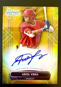 2022 Bowman Sterling Prospect Auto Gold Refractor 02/50 Arol Vera #PA-AV - Picture 1 of 2
