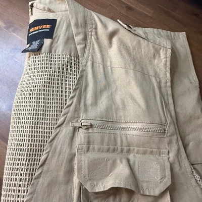 HUMVEE Mens L Utility Vest Multiple Pockets Full Zip Outdoor Tan - Image 1 of 4