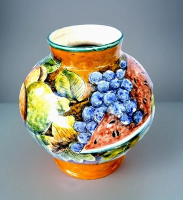 Tarro de cerámica mayólica Casa Bella diseño fruta 11,5" alto Foto 1 de 4