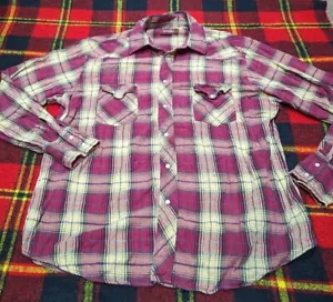 Wrangler Western Pearl Snap Shirt Men Red Beige Plaid Long Sleeve Sz XL - Picture 1 of 4