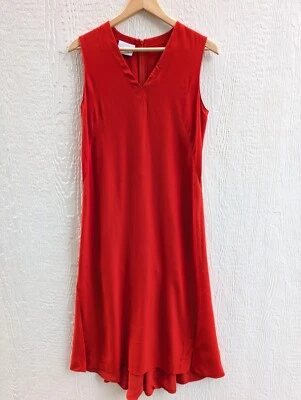 Vestido midi Akris Punto rojo cuello en V abertura frontal fiesta fiesta para mujer talla 6 Foto 1 de 4