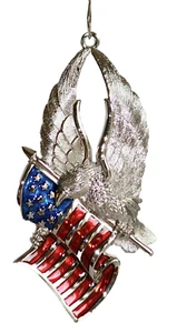 Gorham American Flag Eagle United We Stand 4.5"H Silverplated Christmas Ornament - Picture 1 of 7