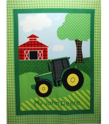 JOHN DEERE TRACTOR "MY JOHN DEERE" MANTA POLAR PANEL DE TELA ~VERDE/AMARILLO ~ NUEVO Foto 1 de 4