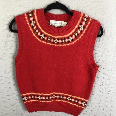 Vintage The Eagles Eye Sweater Womens Small Red Lambswool Preppy Academia - Image 1 of 4