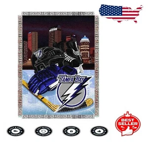 Officially Licensed Tampa Bay Lightning Woven Tapestry - Cozy 48" x 60" Blanket - Picture 1 of 2