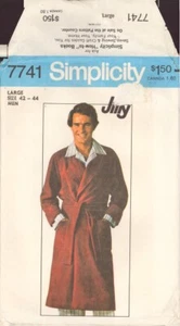 Simplicity 7741 Sewing Pattern Men's Robe, Size Large, Cut, Complete - Picture 1 of 2
