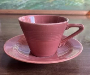 Vintage Homer Laughlin Fiesta Harlequin Cup & Saucer Rose (Mauve Pink) - Picture 1 of 7