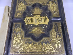 1890 Norwegian Family Bible Illustrated Den Hellige Gfrist - Lutheran - Vtg. 4J - Picture 1 of 12