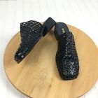 Ipanema Carey Woven Mules Shoes Womens Size 8.5 Black Leather Made in Brazil