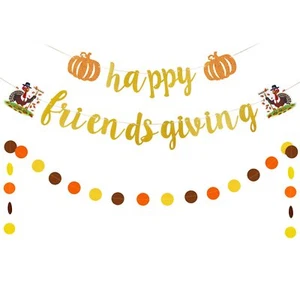 Gold Happy Friendsgiving Banner Friendsgiving Banner Party Decorations Happy ... - Picture 1 of 3