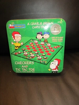 NEW Peanuts Charlie Brown Christmas Checkers and Tic Tac Toe Collector Game Set - Image 1 of 4