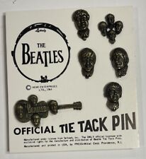 Beatles SET OF 6 ' TIE TACK PINS ' STILL MOUNTED ON THE ORIGINAL BACKING CARD !