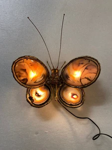 1970 Applique Papillon en Bronze ou Laiton Duval ou Isabelle Faure Ailes d’Agate - Imagen 1 de 15
